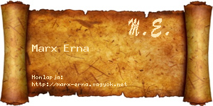 Marx Erna névjegykártya